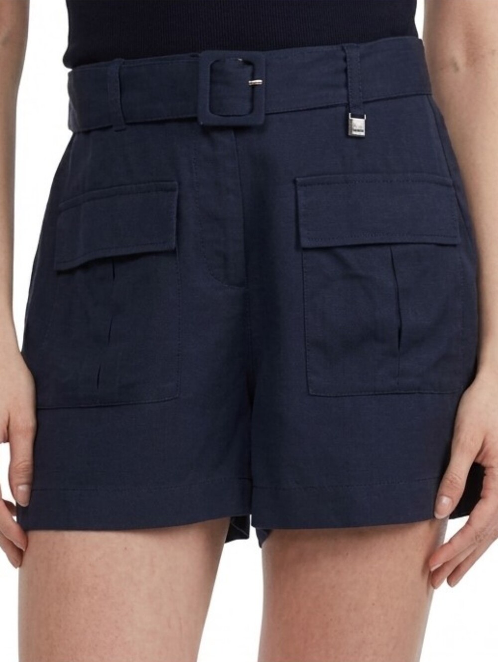 NEW Mexx Belted Cargo Shorts Navy Blue Lyocell Mini Utility Pocket Size Small